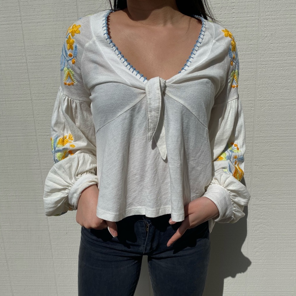 Free People Floral Balloon Long Sleeve